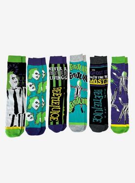 Beetlejuice Character Crew Socks 6 Pair, , hi-res